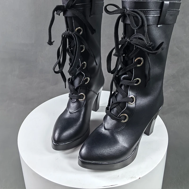 Jogo honkai star rail destino sabre cosplay sapatos botas pretas personalizadas das mulheres dos homens carnaval festa de halloween role play sapatos saltos