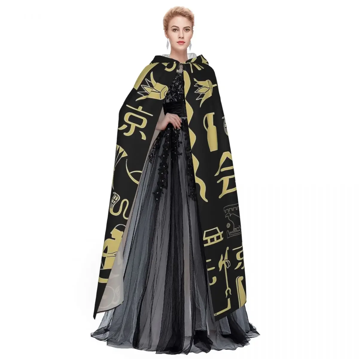 Custom Ancient Egypt God Horus And Anubis Egyptian Pharaoh Long Hooded Cloak Witch Medieval Costume Cosplay Cape HalloweenParty