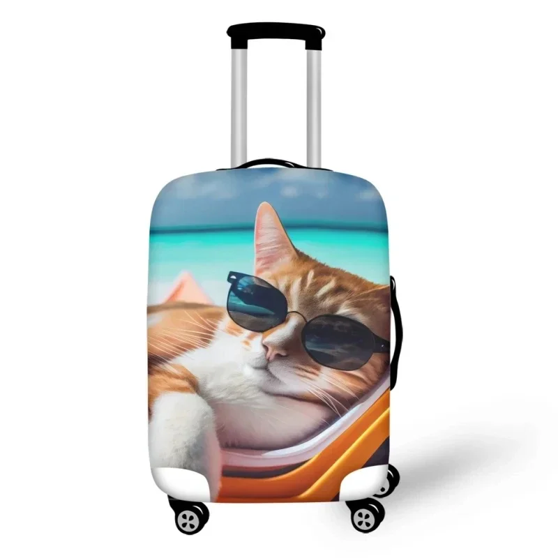 Cool Pet Cat Printing Travel Luggage Dust Cover Foldable Protective Suitcase Cover for 18''-32'' Trolley Trunk Case Anti-dust