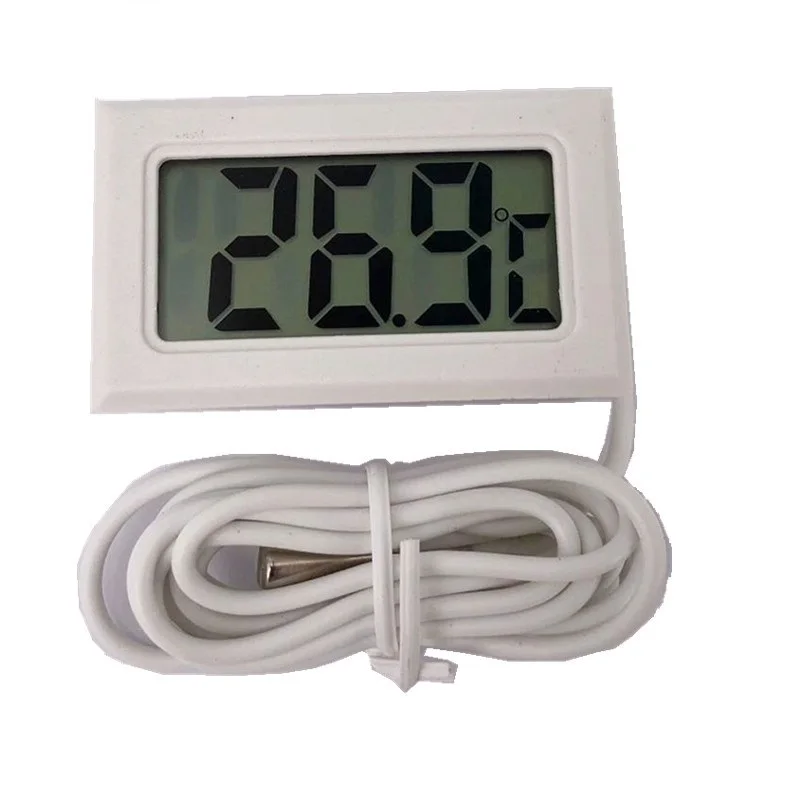 Mini LCD Display Digital Thermometer Indoor Convenient Temperature Meter Gauge Instruments Embedded Built-in Probe Cable 1M