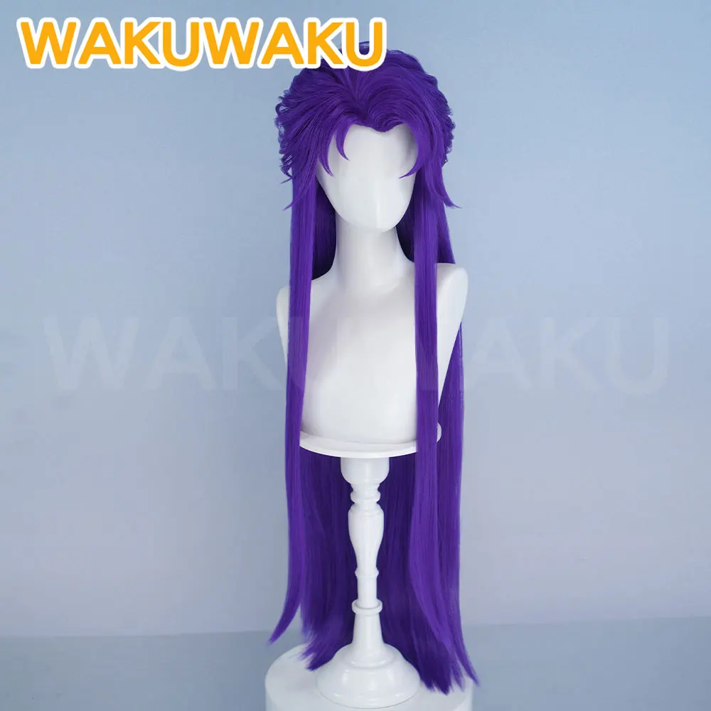 IN STOCK Jester Cosplay Wig Game Cosplay WakuWaku Men 90cm Purple Long Hair Sideburns Heat Resistant Halloween Wig Free Wig Cap view 2