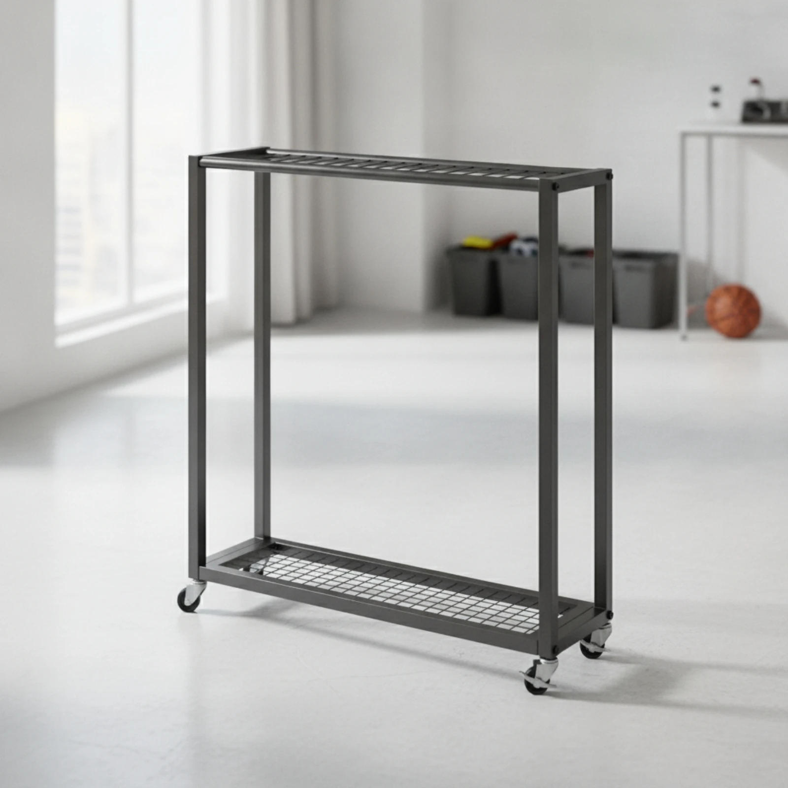 support-de-rangement-pour-raquettes-de-badminton-en-metal-avec-roulettes-organisateur-sportif-mobile-a-cadre-ouvert-pour-salles-de-sport
