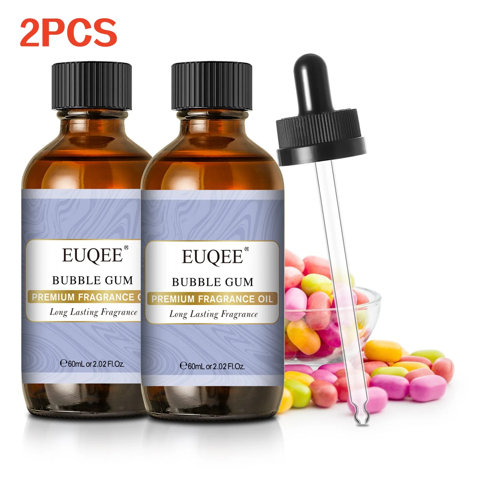 EUQEE 2 قطعة 60 مللي مجموعة زيت عطري للناشر-مسك أبيض جوز الهند والفانيليا جلد فريسيا زيت عطري للعلاج بالروائح