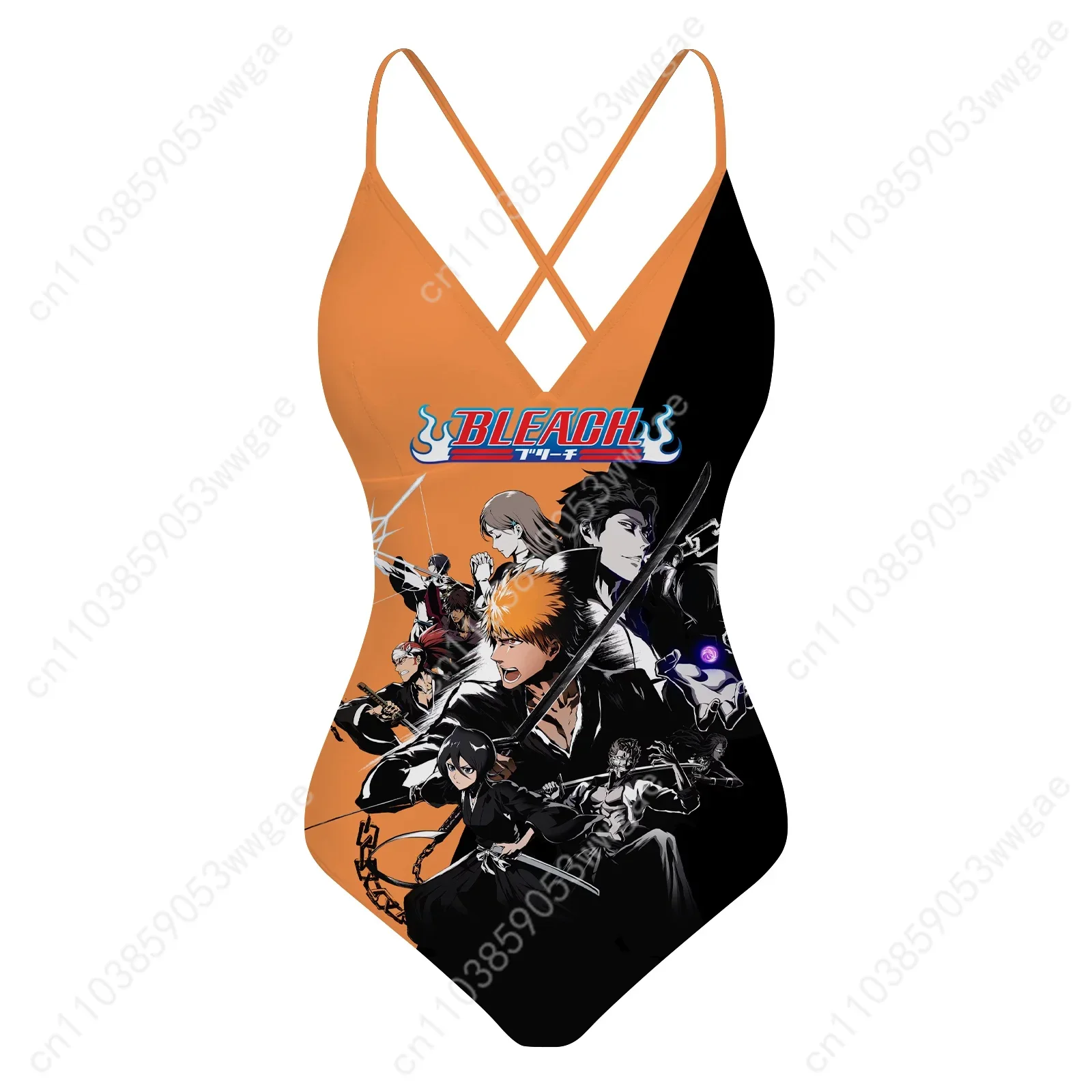 Bleach Anime V-neck Halter Back Swimsuits Womens Bathing Suits Personalized Bikini Pool Beach Sexy Swimwear Customized Beachwear