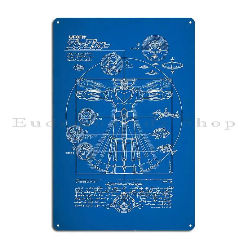 240 Grendizer Blueprint Metal Sign Mural Printing Club Create Garage Tin Sign Poster