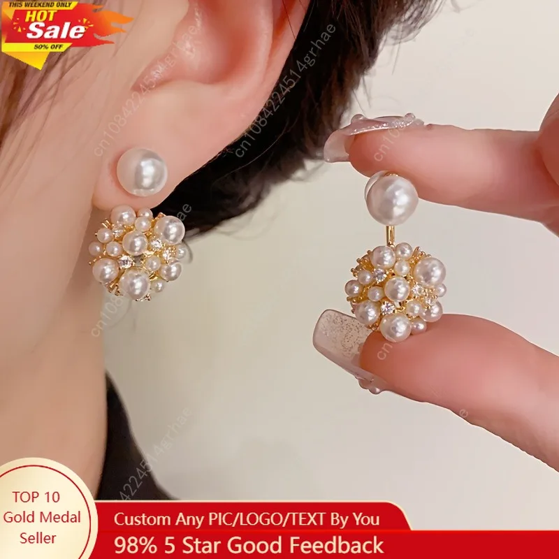 

1 Pair Elegant Luxurious Imitation Pearl Ball Pendant Earrings 925 Sterling Silver Earrings Alloy Material for Daily Wear Gifts