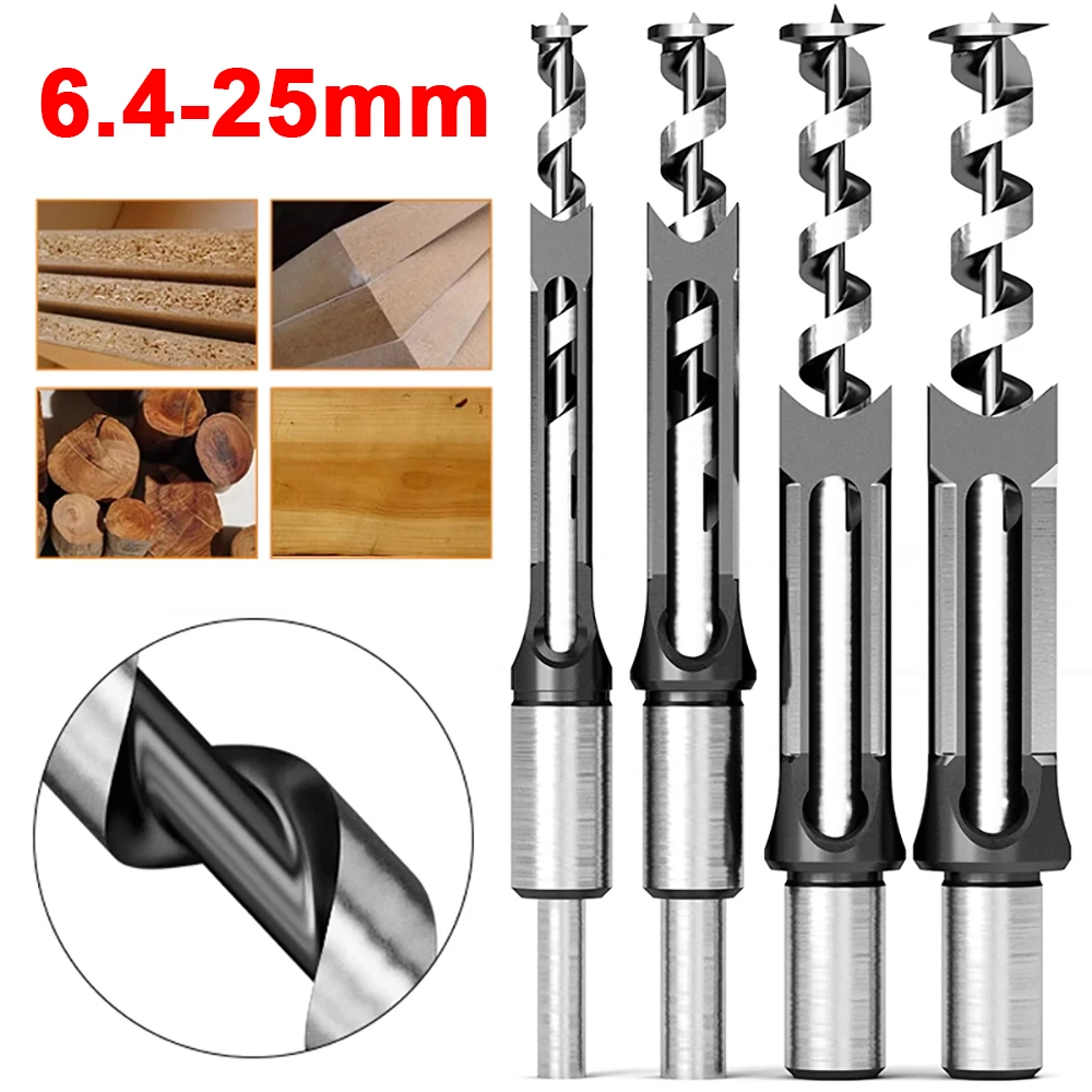 

1pc 6.4-25mm Square Hole Drill Woodworking Drill Tools Auger Mortising Chisel Drill Set DIY Furniture Square Woodworking Drill
