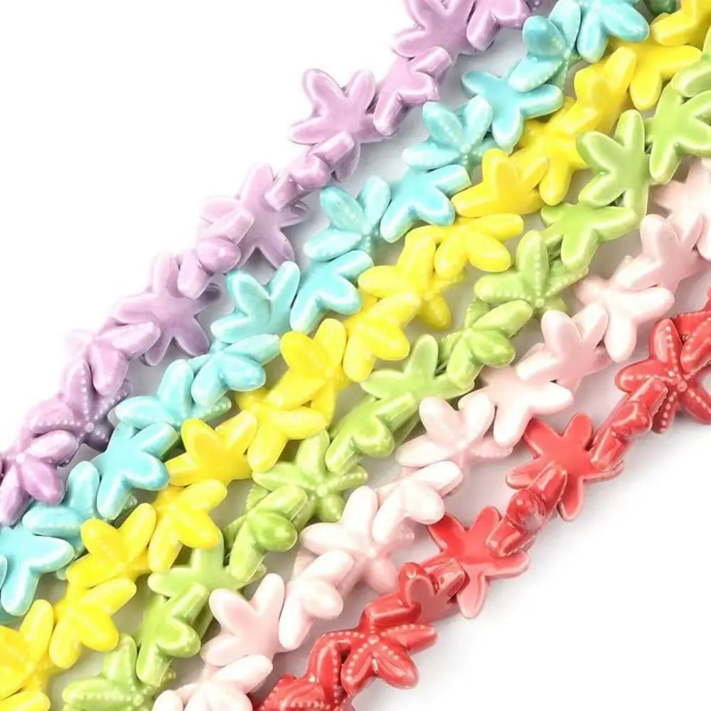 10pcs Handmade Craft Starfish Bead Ceramic Fresh Color Ceramic Spacer Loose Beads Bracelet Making Kit Necklace Earrings