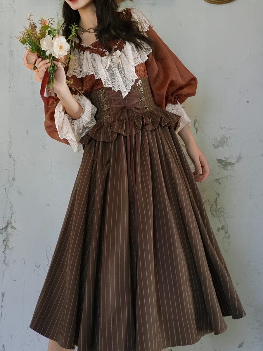 

TIYIHAILEY Длинные женские юбки до середины икры с высокой талией, новые винтажные полосатые эластичные юбки с высокой талией, 2021, женские коричневые бандажные юбки