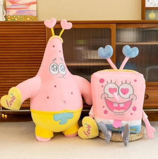 MINISO Anime Spongebob Squarepants Patrick Star Pink Kawaii Cartoon Cosplay Stuffed Plush Toys Doll Birthday Gift For Kids Girl