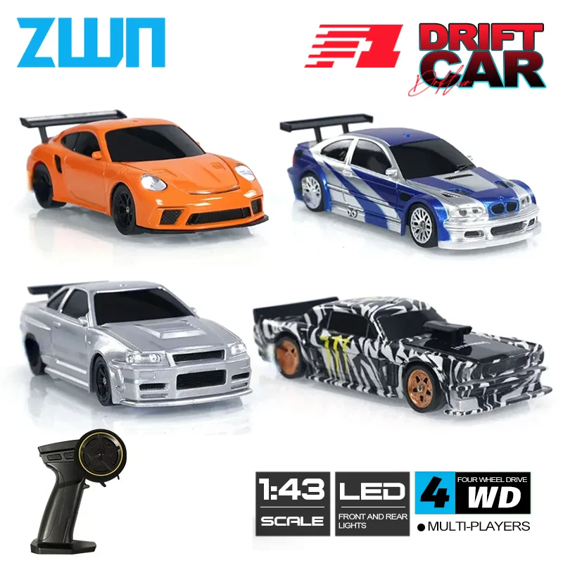 ZWN 1/43 2.4 グラムミニ RC カー 4WD ラジオリモコンドリフトカープロフェッショナル GTR モデル高速レーシングおもちゃ子供のためのギフト