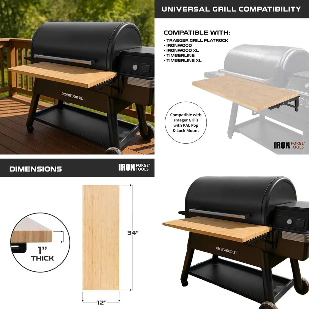

Аксессуар для складной полки для гриля — дерево 34x12, универсальное, подходит для моделей XL Timberline с креплениями Pop и Lock