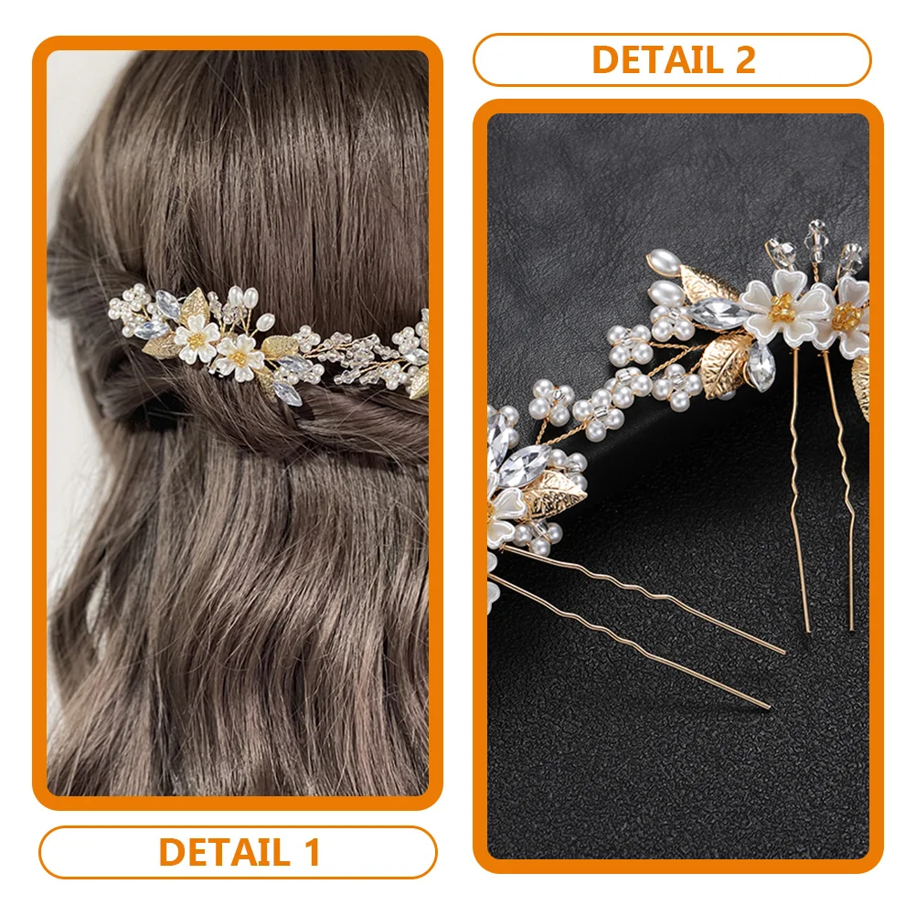

1 Pair Pearl Flower Hair Pins Rhinestone Bridal Wedding Hair Accessories Bridesmaid Bobby Pins U-Shaped Lightweight Sparkling