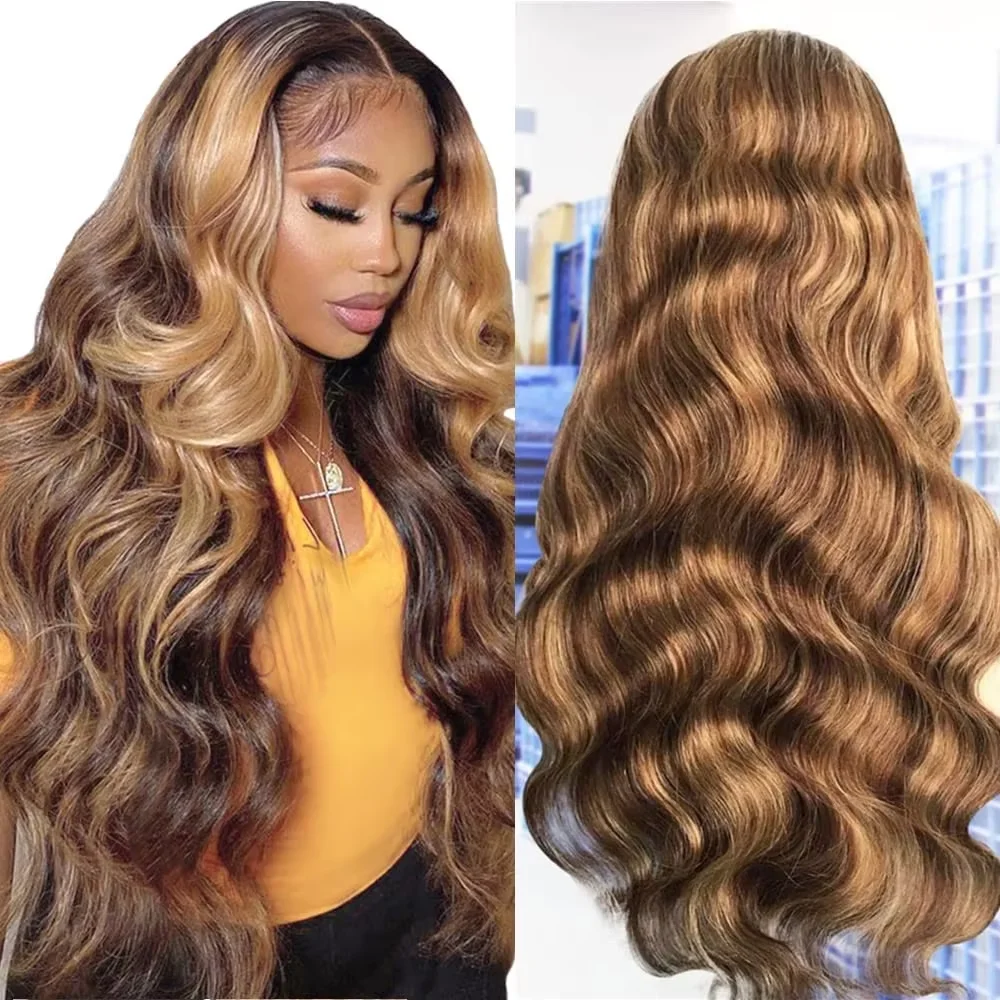 P4/27 Human Hair Wig 13x6 HD Lace Wig P4/27 Body Wave Human Hair Wig Highlight Body Wave Front Human Hair Wigs For Women