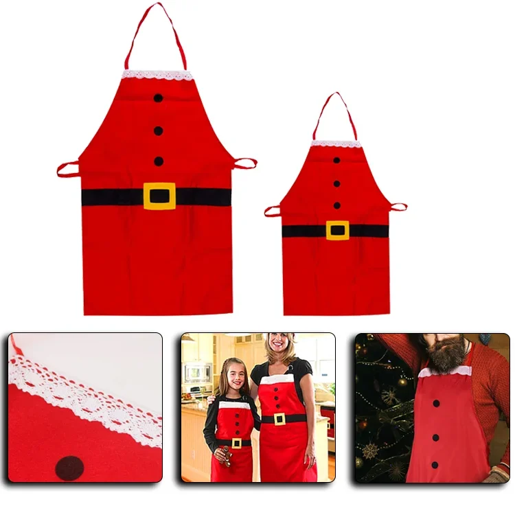 Christmas Apron Father Christmas Apron Men\'s and Women\'s Home Kitchen Cooking Baking Greaseproof Apron Christmas Decoration