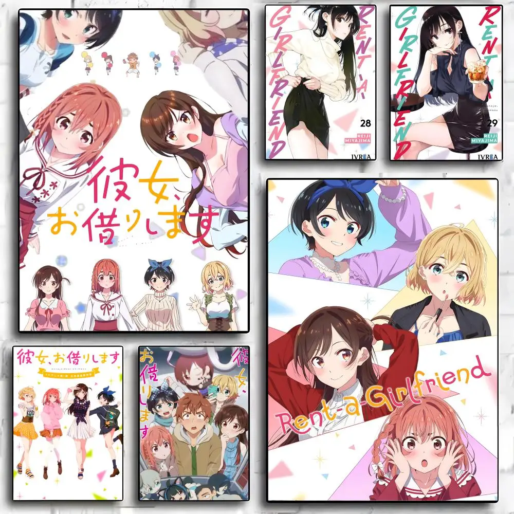 Póster de Anime R-Rent-A-Girlfriend, pegatinas de pared modernas y elegantes para decoración del hogar, arte de pared para sala de estar y dormitorio