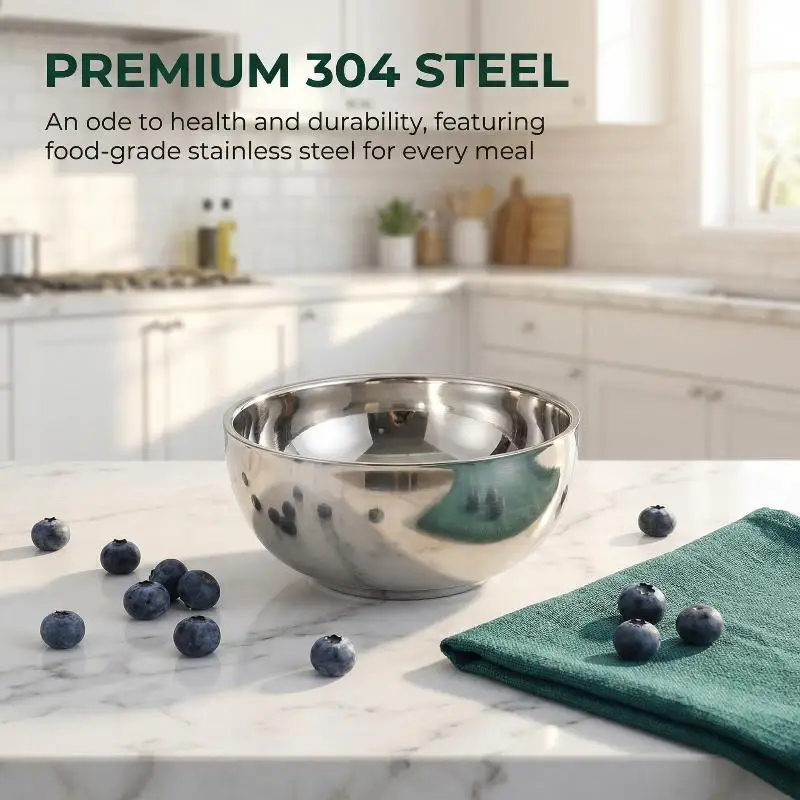 Stainless Steel Threaded Rice Bowl Dough Round Soup Double Layer Insulated Ramen Bowls Home Tableware Kitchen Accessories