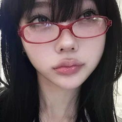 Red Green Square Frame Glasses Women Y2K Retro Anti-blue Light Eyeglasses Harajuku Reading Computer Spectacle Eyewears Goggles