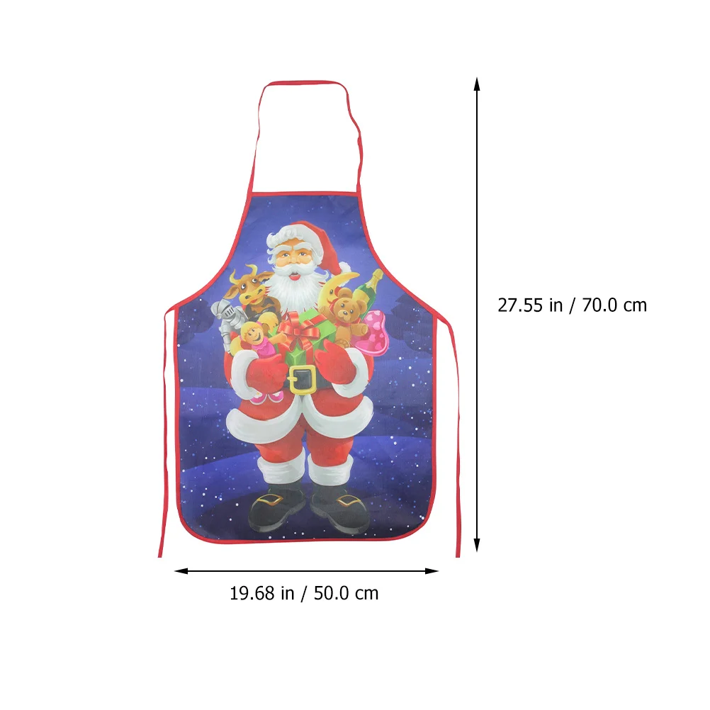 

2Pcs Christmas Aprons Santa Claus Snowman Printed Polyester Cooking Kitchen Protective Creative Cartoon Festival Party Clothing