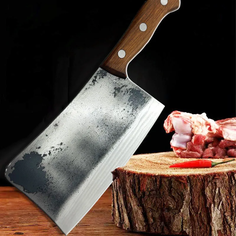 6mm Thickened Forged Knife Stainless Steel Knife Cleaver Knife Kitchen Chef Sharp Bone Powerful Cleaver Chopper Butcher Knife