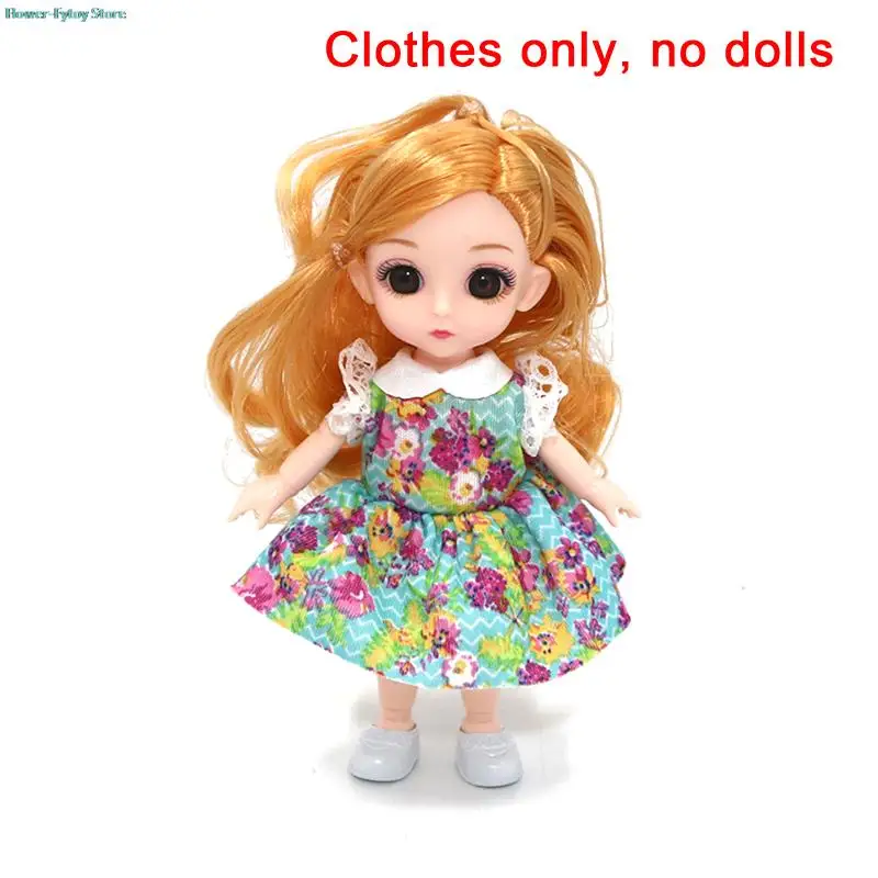 16CM Doll Movable Joints Casual Fashion Princess Clothes Suit Accessories Multicolor Hair Girl Gift Toy Nude Decoration