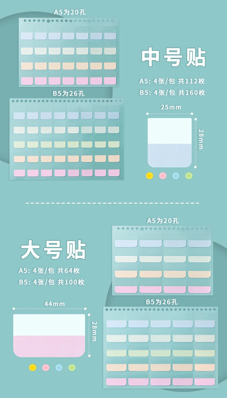 4 Stück A5 B5 transparente Haftnotizen, selbstklebende Lesezeichen, Anmerkungen, Lesebuch, transparente Registerkarte, Kawaii, niedlich, Würste – Detail 7