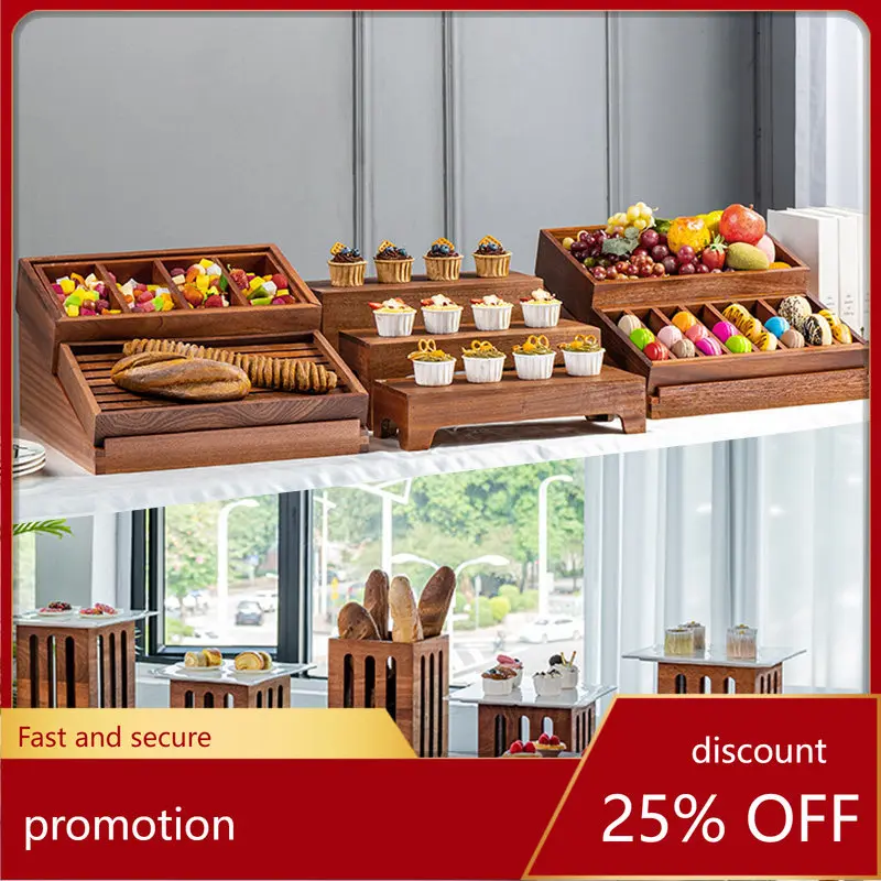 

ZML Display Stand for Ornaments, Buffet Cake and Dessert Stand, Bread Tray, Cold Meal and Tea Break Display Table, Wooden