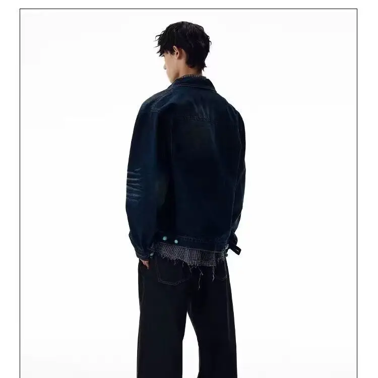 سترة رجالية فضفاضة للربيع والخريف بأسلوب الهيب هوب وطراز هونغ كونغ للشارع بأكمام طويلة ولون واحد