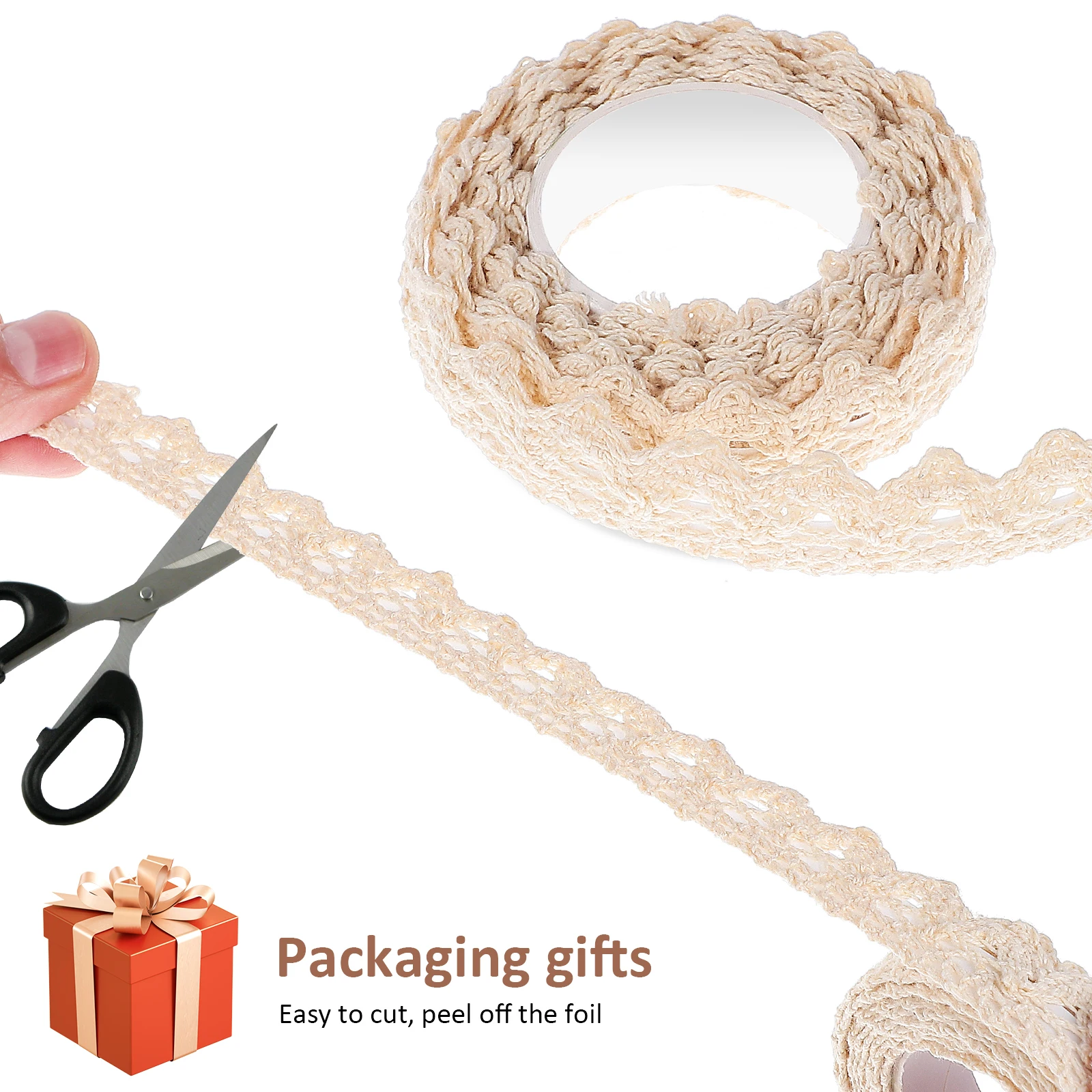 

3 Rolls Self adhesive Lace Tapes for Crafts Wedding Party Pink White Beige Sticky Crochet Gift Flower Bottle Cake Basket