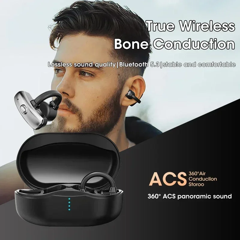 

Bluetooth-наушники True Bone Conduction TWS с открытым ухом, беспроводные наушники с микрофоном, спортивные гарнитуры для всех телефонов