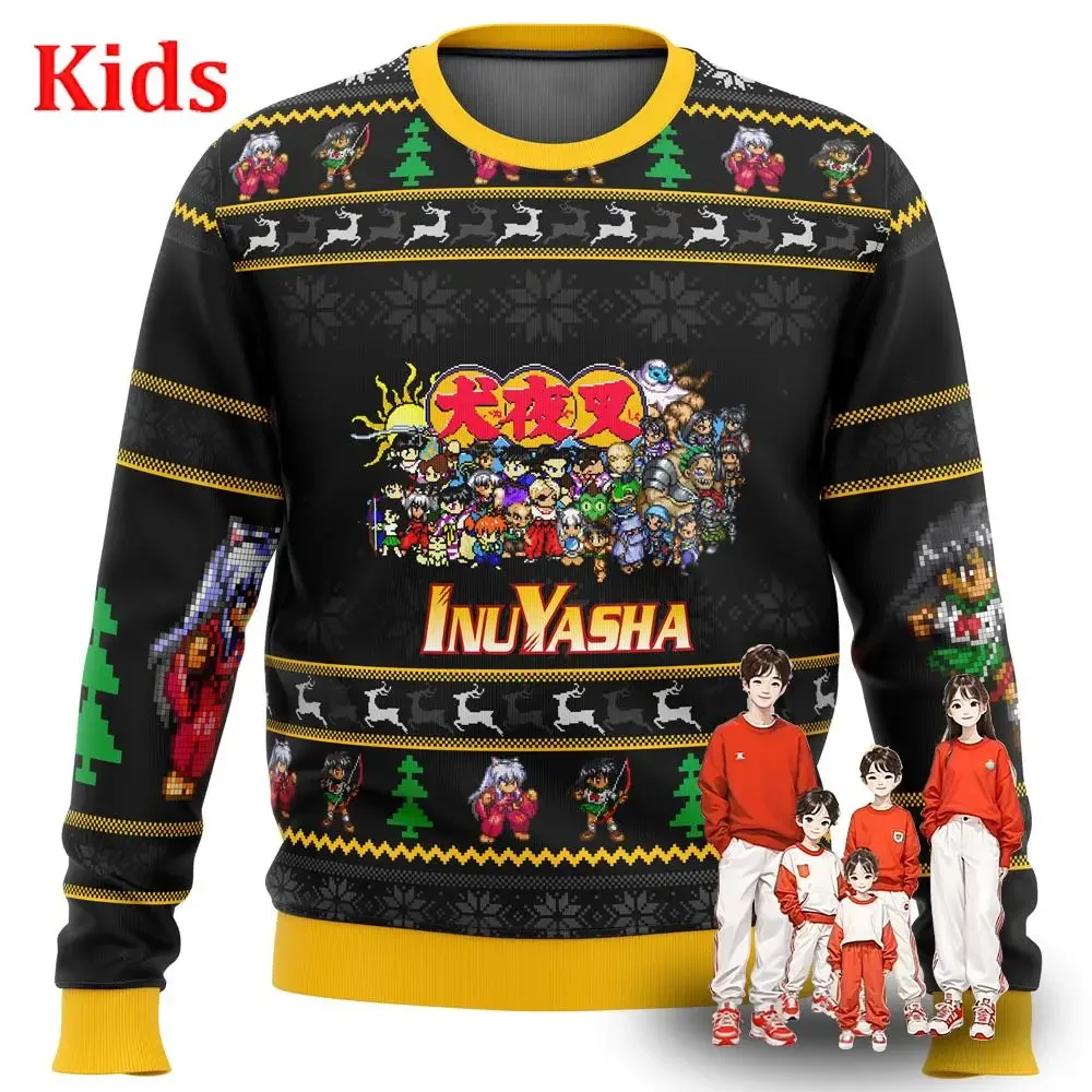 Inuyasha-suéter de Navidad feo para niños, jersey de Papá Noel, sudadera 3D y Top, regalo de otoño e invierno