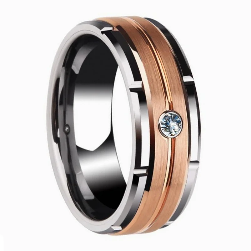 

2025 Men's Stainless Steel Ring Fashion Simple Two-color Electroplating Jewelry Accessory Dropshipping Size 6-13