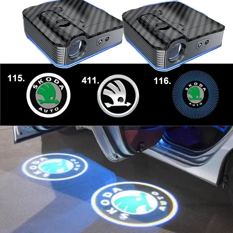 

2 шт. приветственные огни для наружных дверей автомобиля с логотипом Skoda Octavia A7 Superb Kamiq Fabia Rapid Kodiaq Tour Yeti Karoq, светодиодная лампа