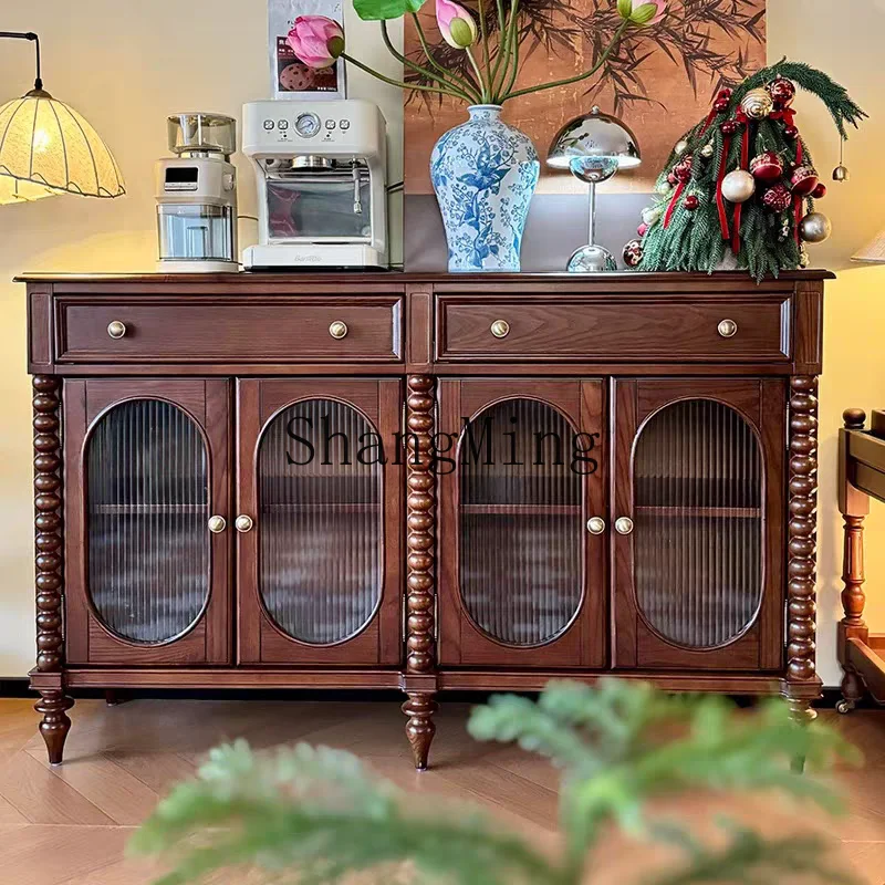 

ZYY retro solid wood dining side cabinet medieval living room wall locker entrance decorative cabinet