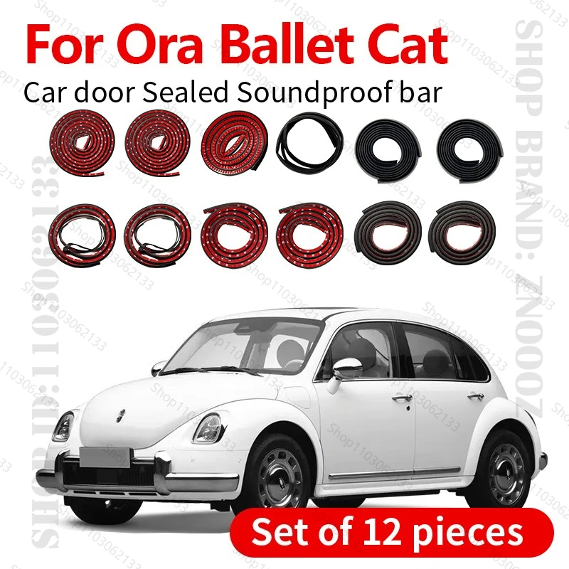 

For 2022-2024 Ora Ballet Cat Car Door Seal Strip Rubber Double Layer Sealing Protector Soundproof Dustproof Seal Strip 12PCS Set