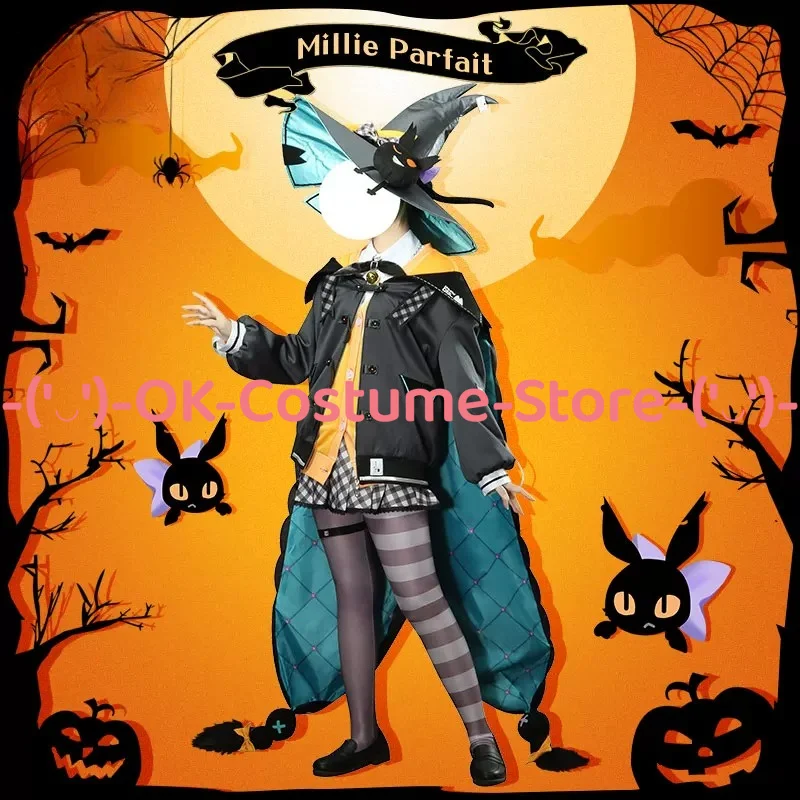 [Customized Size] NIJISANJI VTuber Millie Parfait Cosplay Costume Wig Ethyria Magical Girl Witch Outfit Halloween Party Uniform view 2