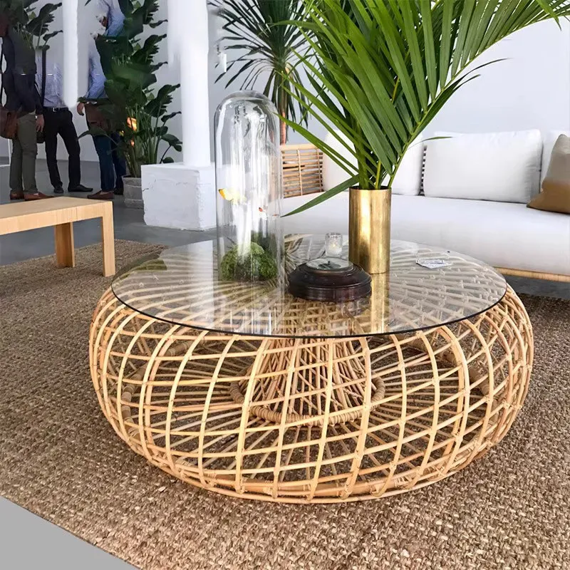 Outdoor Woven Rattan Sofa Chair Combination Waterproof Sunproof Leisure Reclining Daybed Furniture for Sunroom Courtyard Garden