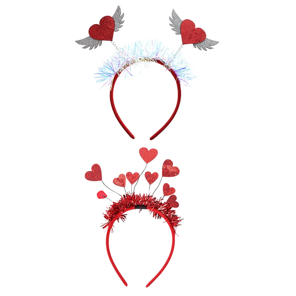 

Red Heart Headband Wedding Decor Creative Headdress Flash Costume Valentine's Day Theme