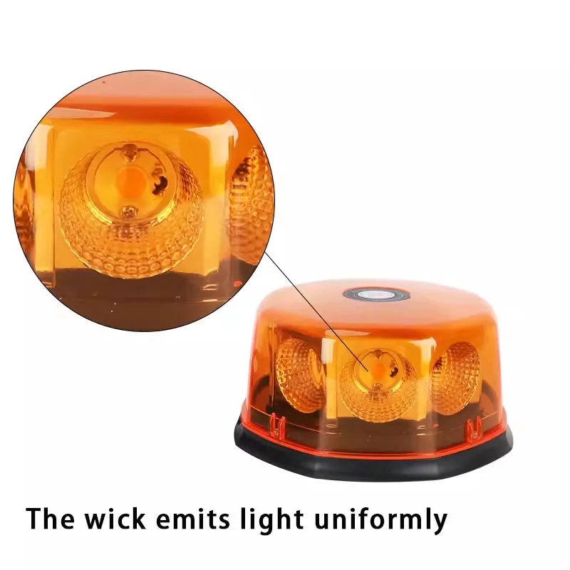 2PCS Bright LED Flashing Light Magnetic Ceiling Warning LED Light Lane Rescue Yellow Circular Alarm Amber COB 12V 24V Vehicle