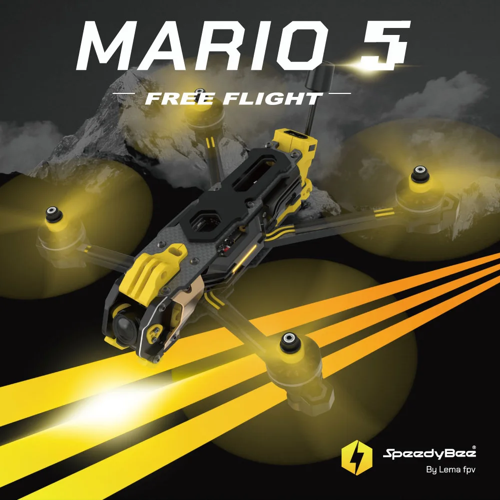 مجموعة إطارات SpeedyBee Mario 5 إصدار DC / XH مع لوحة من ألياف الكربون FPV Freestyle RC Racing Drone Frame