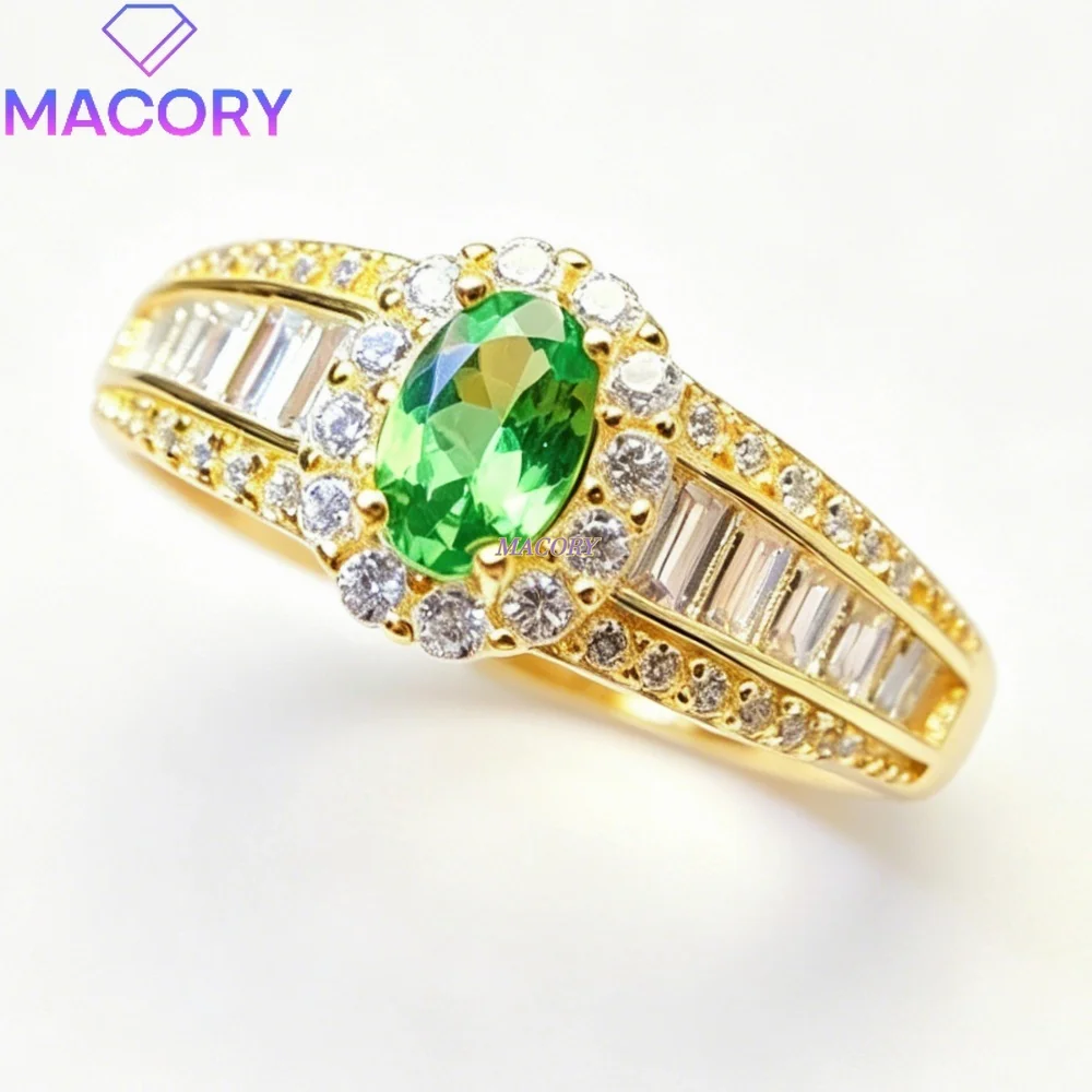 New natural Tsavorite ring S925 sterling silver simple and elegant design dazzling and eye-catching Valentine's Day gift