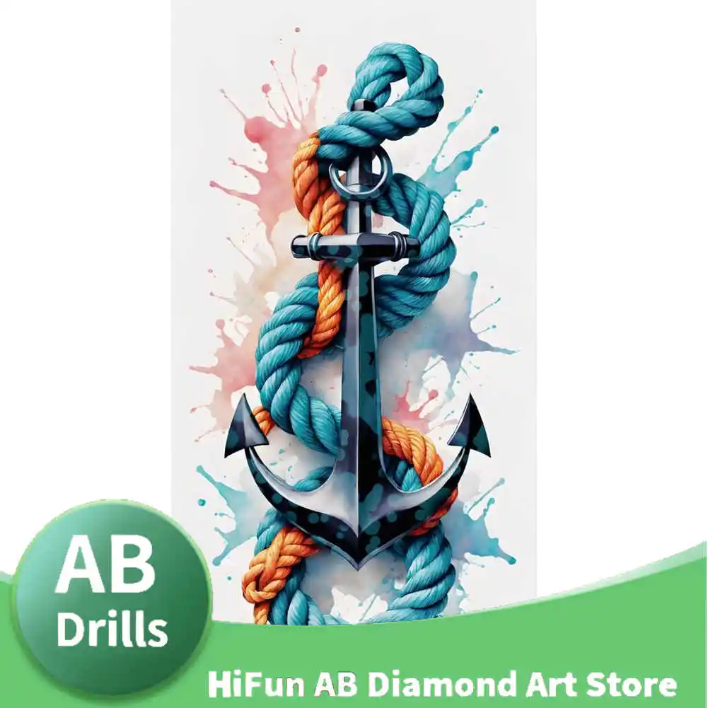 Full Round/Square Drill Diamond Embroidery Painting Anchor and Rope Symbol Gift Large AB Drill Diamond Mosaic Home Decorations