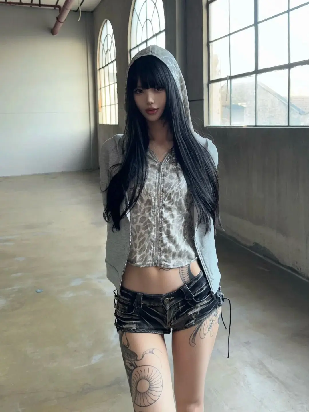 Y2k Shorts Punk Wash Black Strap Denim Super Shorts Women Low Waist Slim Fit Hip Hot Pants
