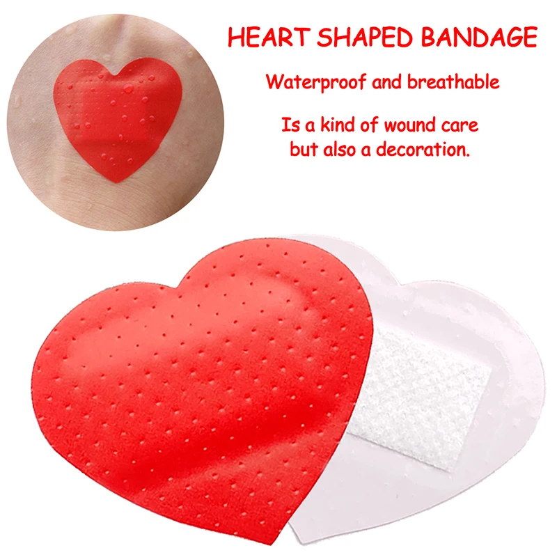 20Pcs/box Bandage Pad Hydrocolloid Dressing Heart Shaped Bandage Self-adhesive Wound Patches First Aid Gauze