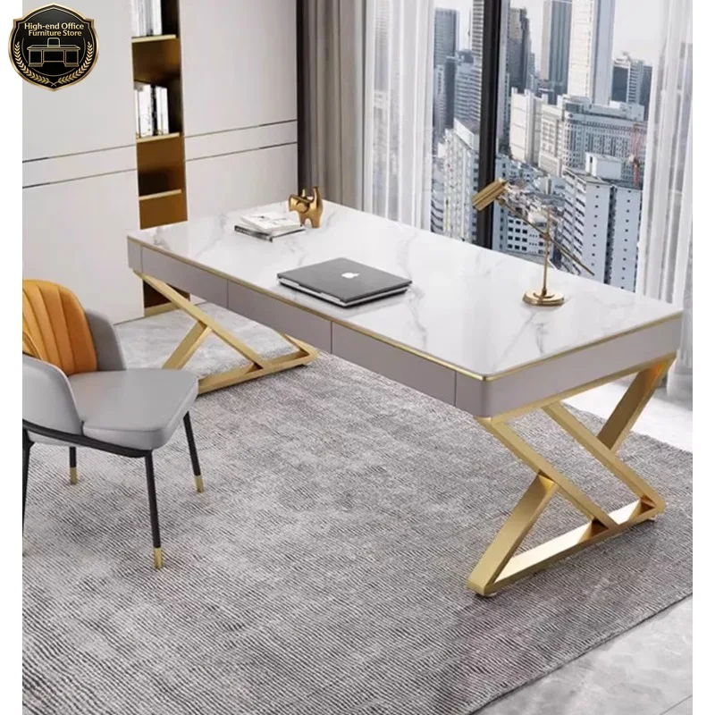 

Light luxury rock slab desk household Italian minimalist computer simple modern boss medical beauty consultation desk