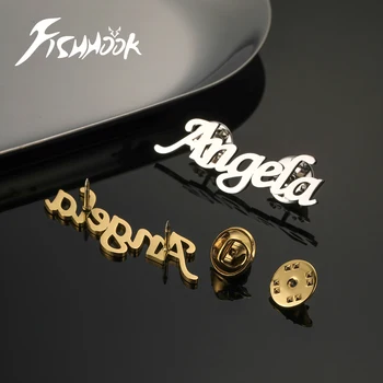 Spilla personalizzata Etichetta con nome ID aziendale Logo aziendale personalizzato Spilla per famiglia Distintivo in metallo per donna Uomo Uniforme di vendita Acciaio inossidabile