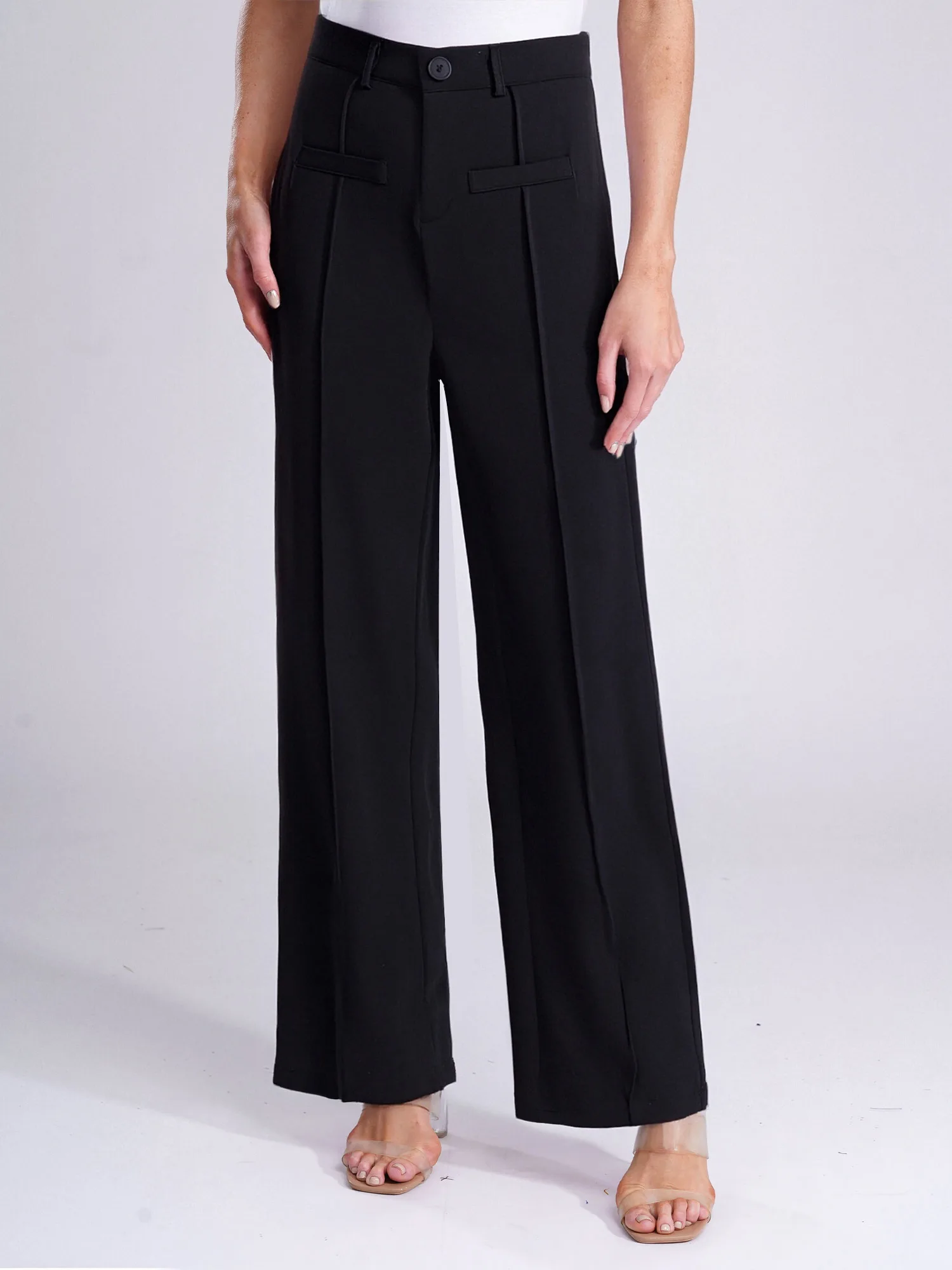 Pantaloni eleganti da donna Pantaloni lunghi a gamba larga a gamba dritta per abiti casual da lavoro Pantaloni da lavoro Pantaloni da donna a vita alta da ufficio