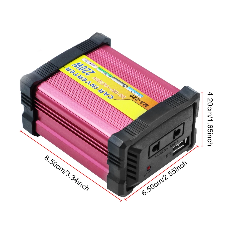 Tragbarer 220W Multifunktionaler Stromwechselrichter Batteriekonverter USB-Spannungstransformator Mehrfachschutz Auto-Stromwandler – Detail 4
