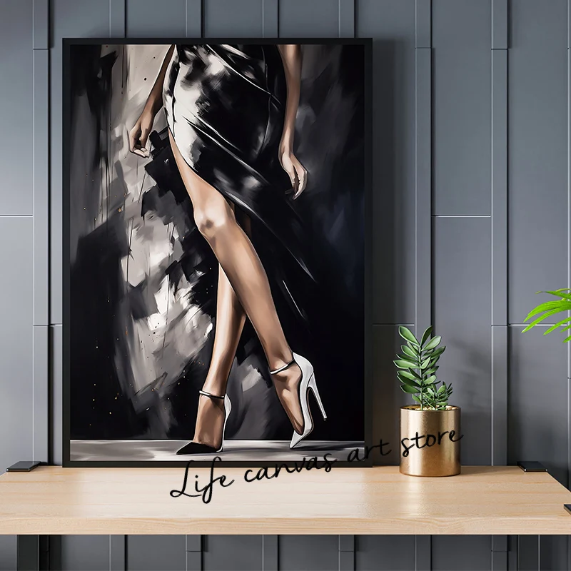 Fashion Elegant Woman Legs in High Heels High Heel Shoes  Art Poster Canvas Painting Wall Art Prints Picture for Room Home Decor