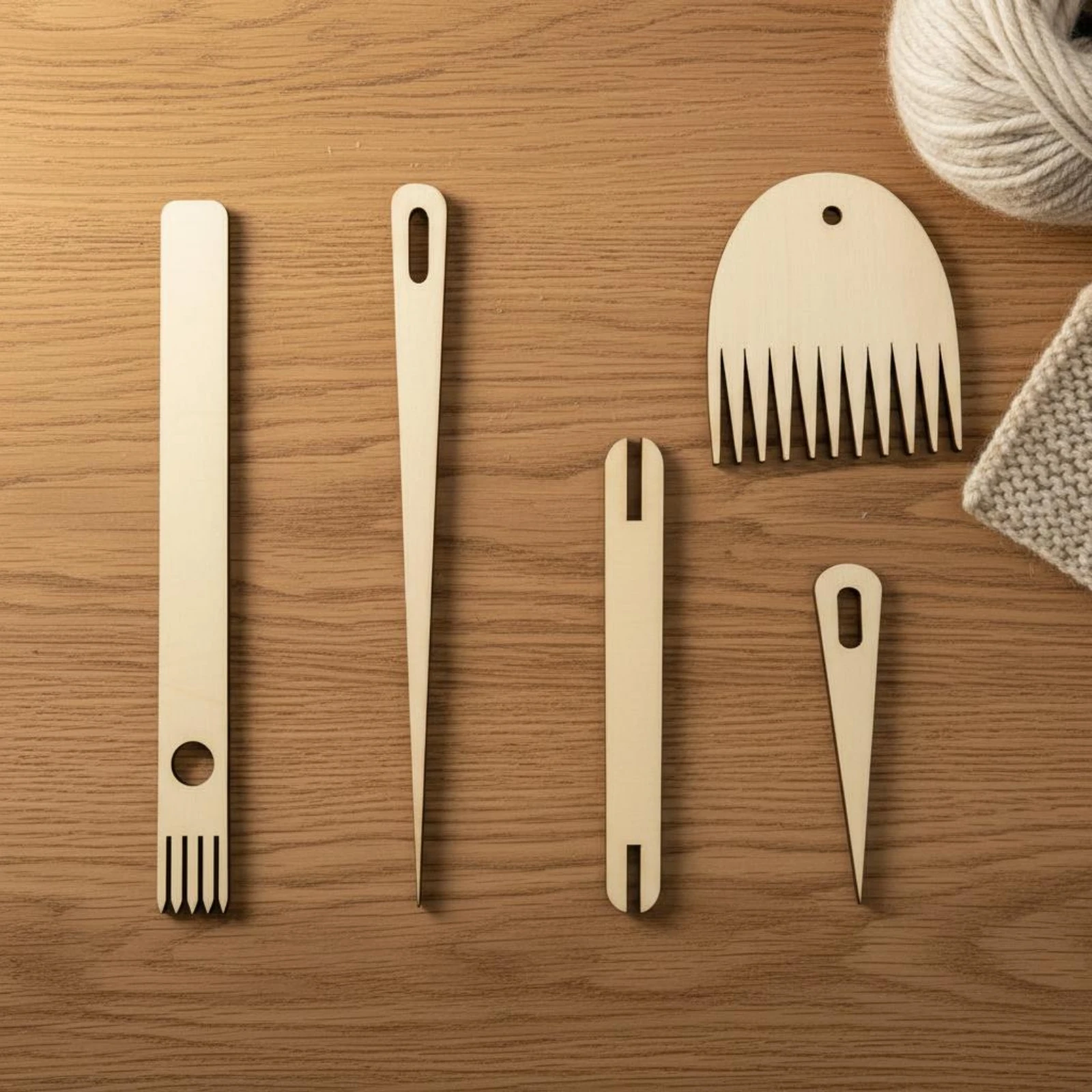 5 Pieces Wooden Knitting Needle Gauge Easy to Use Wooden Knitting Gauge Yarn Measuring Tool Portable Hobby Tools for Craft Room view 2